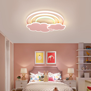 Lampada da Soffitto Creativa per Cameretta Bambini con Nuvole Bianche e Rosa, Luce da Soffitto Romantica e Calda con Arcobaleno - Product Image 3