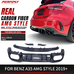 Difusor Trasero de Fibra de Carbono Seca Estilo <span class=keywords><strong>AMG</strong></span> de 3 Piezas para Mercedes Benz Clase A W177 A35 A45S <span class=keywords><strong>AMG</strong></span> 2019+ - Product Image 1