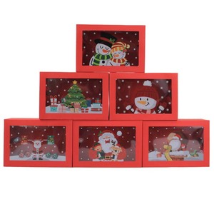 Caja de embalaje de regalo de Navidad Caja de galletas transparente con ventana de caramelo horneado rojo - Product Image 2