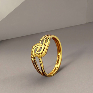 Simple Yellow Gold Leaf <b>Ring</b> for Women | Lightweight Everyday Wear Finger <b>Ring</b> | <b>Nature</b> <b>Inspired</b> - Product Image 1