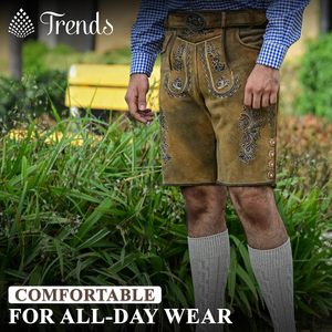 Lederhosen sur mesure pour homme en cuir véritable, shorts au-dessus du genou, tenue bavaroise pour l'Oktoberfest - Product Image 5