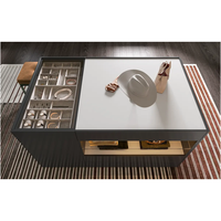 Haute qualité personnalisé moderne promenade dans le placard organisateur laque gris foncé armoire à vêtements conception de garde-robe avec coiffeuse