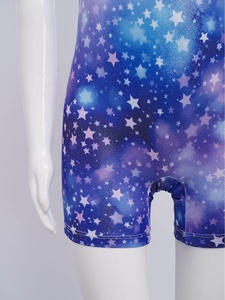 Traje de baile de salón para niñas de 3 a 11 años, leotardo de gimnasia con estampado de estrellas, mono hasta el muslo para entrenamiento, patinaje artístico - Product Image 4
