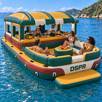 Plateforme flottante gonflable portable pour parc aquatique avec accès facile à l'eau et auvent d'ombrage pour resort, lac et yacht