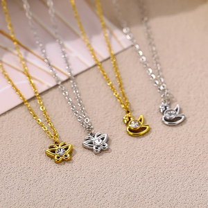 Collar con Colgante de Mariposa y Cisne para Mujer, Acero Inoxidable 304, Zirconia, Chapado al Vacío, Impermeable, Diseño 3D que No se Destiñe - Product Image 1