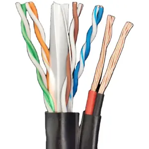 CAT6 स्याम देश केबल UTP Cat6 wih 2 शक्ति इनडोर/आउटडोर