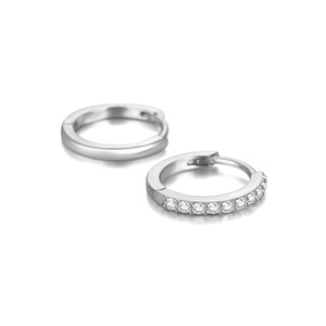 Boucles d'oreilles créoles en argent 925 pour femme, micro-incrustation de zircon, pendentif cercle, vente en gros - Product Image 2