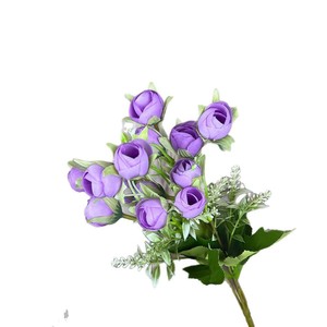 Bouquet de 15 fleurs artificielles en soie (pivoine, camélia) pour décoration de mariage et de maison, moulées par injection, fabriquées en Chine - Product Image 5