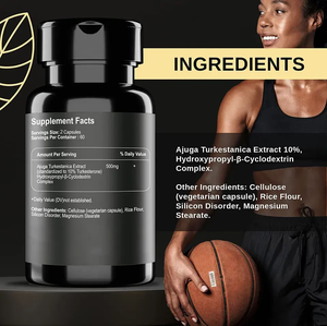 OEM ODM Etiqueta Privada suplemento dietético 600mg, 120 cápsulas vegetariano, sin OGM y cápsula de turkesterona sin gluten - Product Image 2