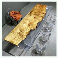 Table de salle à manger en bois de noyer massif de luxe, avec plateau en résine époxy, idéale pour café, cuisine, restaurant, directement de l'usine