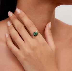 Anillo de compromiso Milskye, joyería fina de moda para mujer, plata 925, oro de 18 quilates, anillo de cangrejo mini con malaquita - Product Image 2