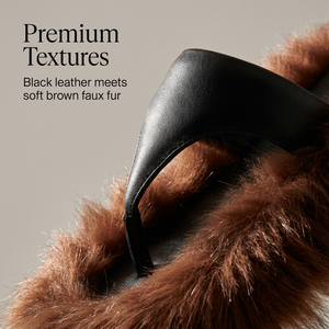 <span class=keywords><strong>Sandali</strong></span> <span class=keywords><strong>infradito</strong></span> da <span class=keywords><strong>donna</strong></span> di lusso in pelliccia sintetica con bordo shaggy oversize, scarpe statement all'avanguardia, personalizzabili con logo, all'ingrosso - Product Image 2