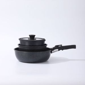 Ensemble de casseroles amovibles antiadhésives sans PFOA, revêtement en pierre de Maifan, alliage d'aluminium, ensemble de 5 pièces, design de séparation de 17 pièces - Product Image 4