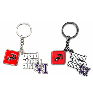 Llavero de Aleación de Zinc con Logotipo de Empresa Personalizado, Letra de Dibujos Animados en 2D y 3D, Esmalte Duro Duradero, Llaveros de Juego <span class=keywords><strong>GTA</strong></span> <span class=keywords><strong>5</strong></span> 6 al por Mayor - Product Image 2