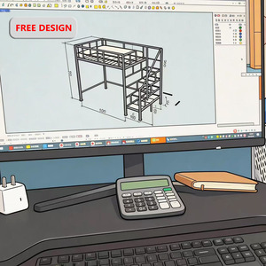 <strong>Heavy</strong> <strong>Duty</strong> <strong>Steel</strong> Metal Loft <strong>Bed</strong> with Wood Stairs Design for Single <strong>Bed</strong> Single or Double <strong>Bed</strong> or Queen Size Suitable for Adults - Product Image 5