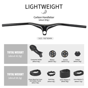 Guidon de vélo <span class=keywords><strong>VTT</strong></span> en fibre de carbone personnalisé en usine, câblage interne complet, calibre de fourche 28,6 mm, largeur 60/110 mm - Product Image 6