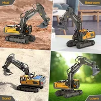 Coche RC 1/20 2.4G de 10 Canales, Excavadora Eléctrica a Control Remoto, Vehículo de Ingeniería de Construcción, Rotación de 680 Grados, Plástico, 30m