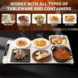 Planche chauffante carrée en silicone souple et portable avec chauffage par spirale pour maintenir les aliments à température constante lors du dîner, en silicone - Product Image 5