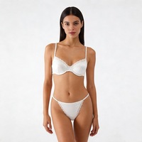 Set Bra dan Celana Dalam Satin Elastis Gaya Bohemian Seksi Eropa dan Amerika dengan Pola Solid untuk Wanita