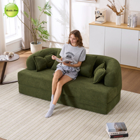 Canapé-lit 2-en-1 compressible en tissu texturé, convertible et pliable pour salon, appartement, petit espace ou usage invité