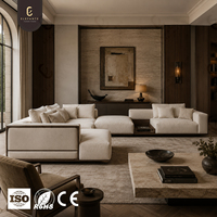 Canapé sectionnel de luxe en tissu style Old Money, ensemble de canapés design sur mesure avec structure en bois massif pour mobilier de salon de villa haut de gamme
