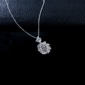 Collar de Plata de Ley 925 con Zafiro Padparadscha Cultivado en Laboratorio - Product Image 4