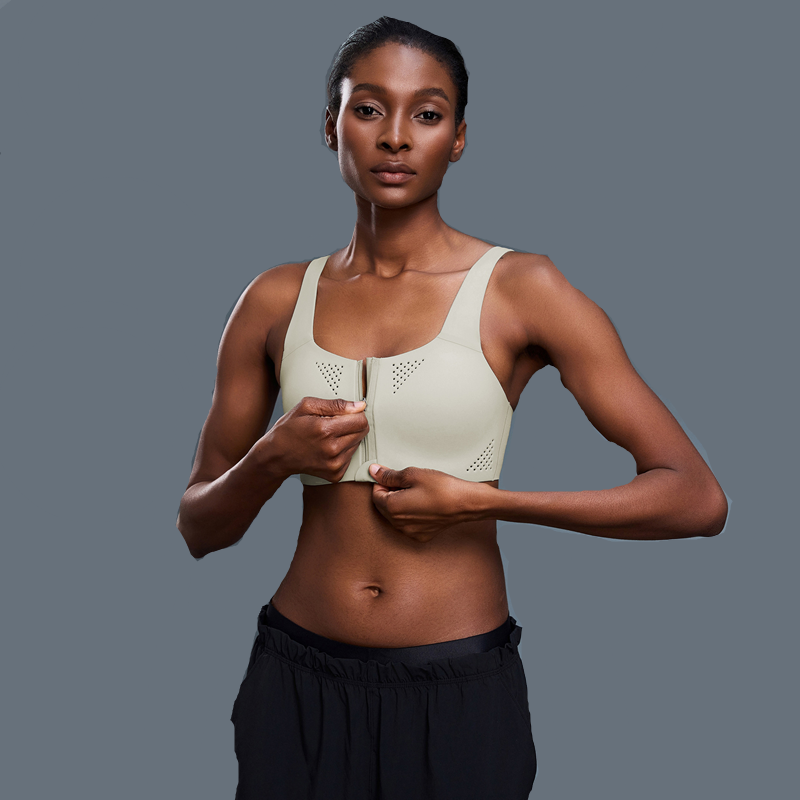 High Strength Breathable Lightweight Sports Bra Front Zipper Yoga Integrated Cup Shockproof Running Training Beautiful Back