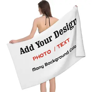 Custom Logo Cotton or Microfiber Quick-dry Oversized Beach Towel with Printed Pattern