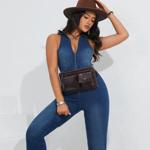 2025 nouveau sac de taille à rivet noir multi-poches design street fashion - Product Image 1