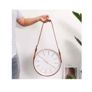 Yy Vàng Đồng Hồ Treo Tường Bắc Âu Vogue Câm Phong Trào Đồng Hồ Kính Tối Giản Trang Trí Nội Thất PU Da Vành Đai Treo Đồng Hồ - Product Image 1