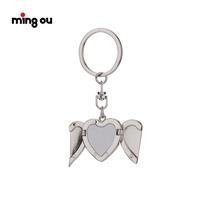 Porte-clés, médaillon de Photo magique, thème amour, 3d, Sublimation, ailes d'ange
