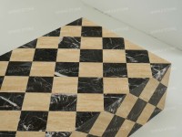 Table basse rectangulaire en travertin beige ivoire et marbre noir, faite à la main, écologique, à carreaux, design moderne pour salon
