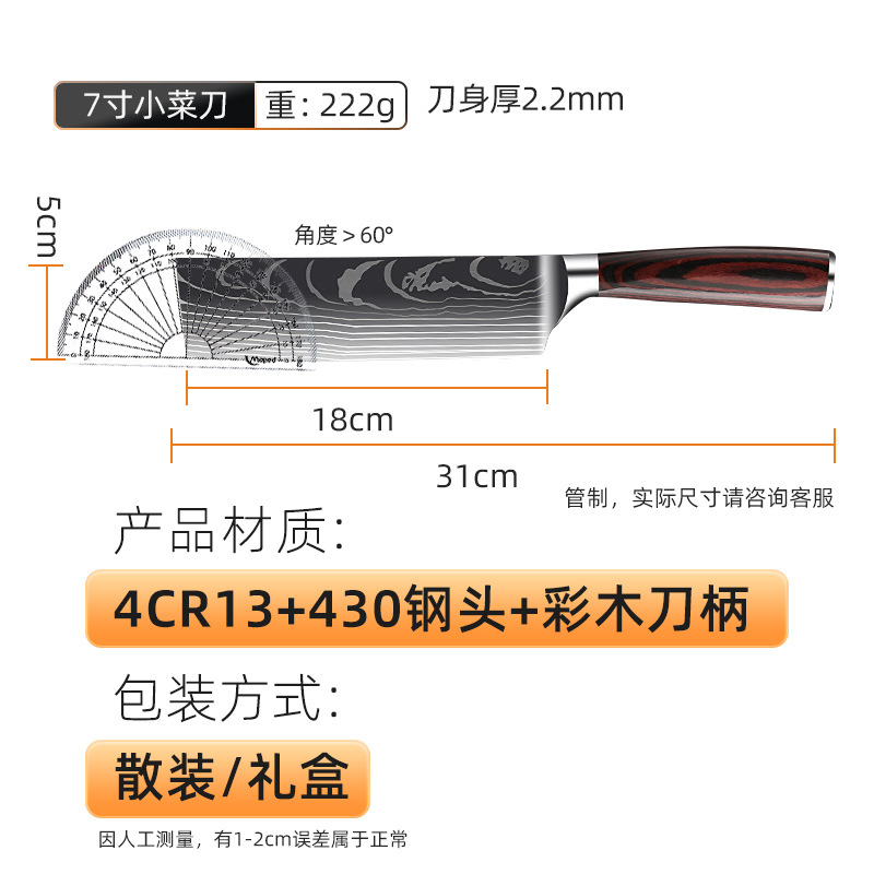 Mango de madera de 7 pulgadas para cocina pequeña.