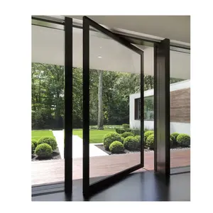Steel pivot door with advanced warm edge tempered insulating glass