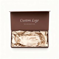 Boîte d'emballage rigide magnétique pliable de luxe, écologique, faite à la main, doublée de satin, pour perruque, parfum, bijoux, avec logo personnalisé