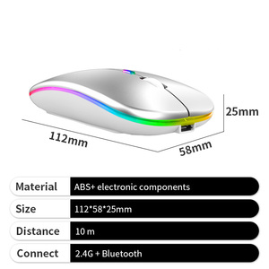 Cor preta sem fio RGB <span class=keywords><strong>mouse</strong></span> modelo duplo mini tamanho ultra slim plástico recarregável <span class=keywords><strong>mouse</strong></span> para escritório - Product Image 4