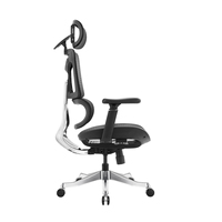 Chaise de bureau ergonomique moderne à dossier haut, dossier divisé, appui-tête réglable, soutien lombaire flexible, pivotante en alliage d'aluminium