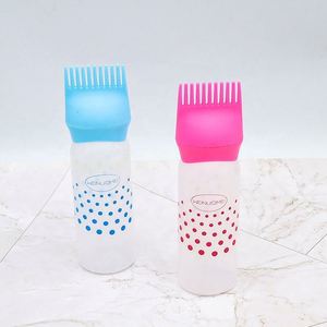 Hair Salon Tools Hair Dye <b>Bottle</b> Cap <b>Brush</b> 6oz/180ml Capacity Soft PP Plastic Screen Printing Wigs 100pcs MOQ - Product Image 2