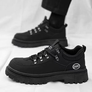 Chaussures de marche pour hommes 2026, nouvelles bottes de randonnée montantes noires pour le travail en extérieur, style anglais, chaussures décontractées pour hommes - Product Image 4