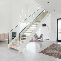 Kits d'escaliers intérieurs modernes de luxe à monter soi-même avec marches en acier et en bois, design modulaire, respectueux de l'environnement