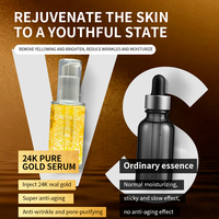 Sérum de luxe à l'or pur 24 carats, acide hyaluronique, peptides, essence nourrissante hydratante pour le visage, pour tous types de peau, soin quotidien de la peau, OEM
