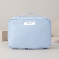 Sac de rangement compact en nylon à fermeture éclair et multi-compartiments pour maquillage, idéal pour les bagages à main et les essentiels de voyage