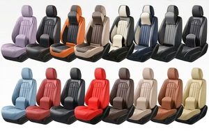 Ensemble complet de housses de siège de voiture en cuir 5 pièces, comprenant des coussins de siège avant et arrière, adaptées aux véhicules General Motors. - Product Image 6