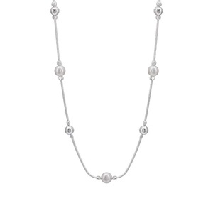 Collar de Plata de Ley S925 con Perla Redonda y Cadena de Espina de Serpiente de 405 cm para Uso Diario - Product Image 5