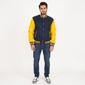 2025 Vintage Sport Style Men's Custom Plus Size 100% Cotton Sleeve Jacket Regular Breathable Knitted with Front Logo for Winter - Product Image 1