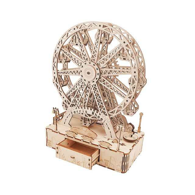 3D Ferris Wheel Wooden Music Box & Toy Gift-Handcrafted Eco-Friendly Rotating Ferris Wheel Design for Holiday Gifts