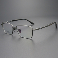 Montures de lunettes en titane pur pour hommes, design plein cadre, corne de buffle naturelle, lunettes sophistiquées style affaires, grandes montures dorées