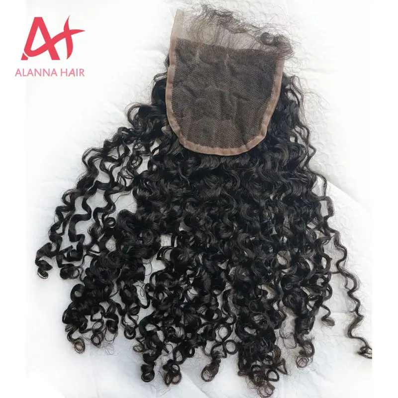 Hot Selling Top Grade 10A Virgin Human Raw Cambodian Soft Kinky Curly Hair Swiss Lace Closure 4 By 4 With Baby Hair No Tangle