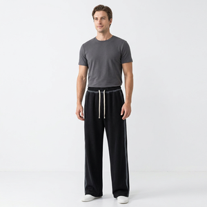 Street Style Plain Dyed Midweight Sweatpants 350g Drawstring Fleece <b>Trousers</b> Straight <b>Jogger</b> Outdoor Casual Men Sports - Product Image 5