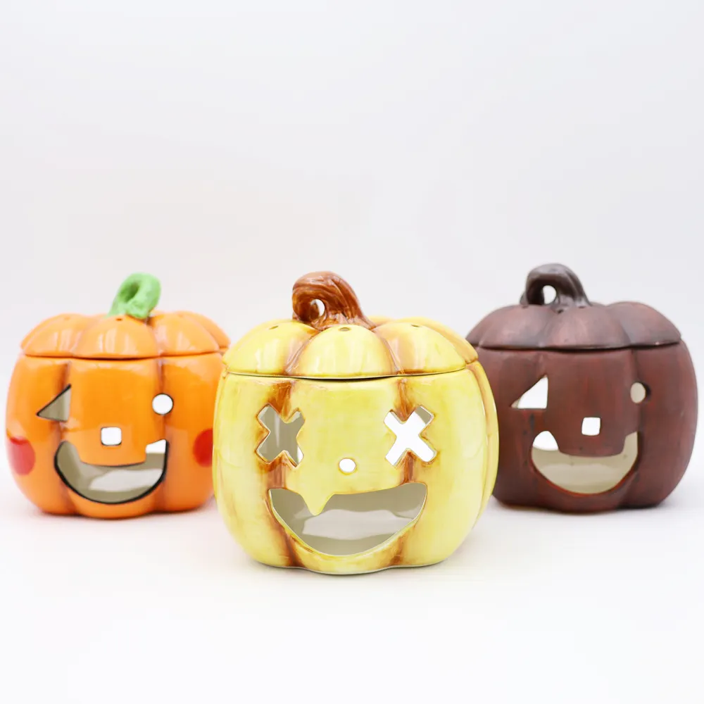 Wholesale custom Halloween home decor wax melt warmer Unique ceramic pumpkin mini wax warmer